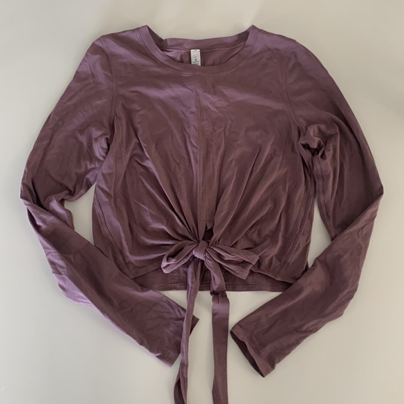 lululemon athletica Tops - Lululemon long sleeve front tie shirt-size 6- dusty rose/mauve
